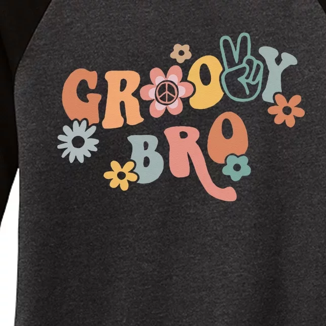 Retro Groovy Brother Matching Family 1st Birthday Party Women's Tri-Blend 3/4-Sleeve Raglan Shirt