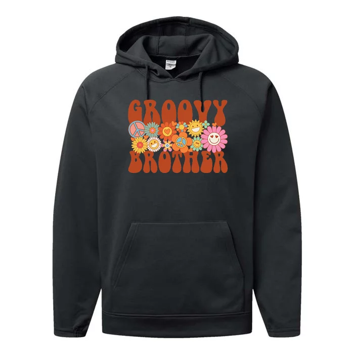 Retro Groovy Brother Matching Family Party Mother's Day Performance Fleece Hoodie