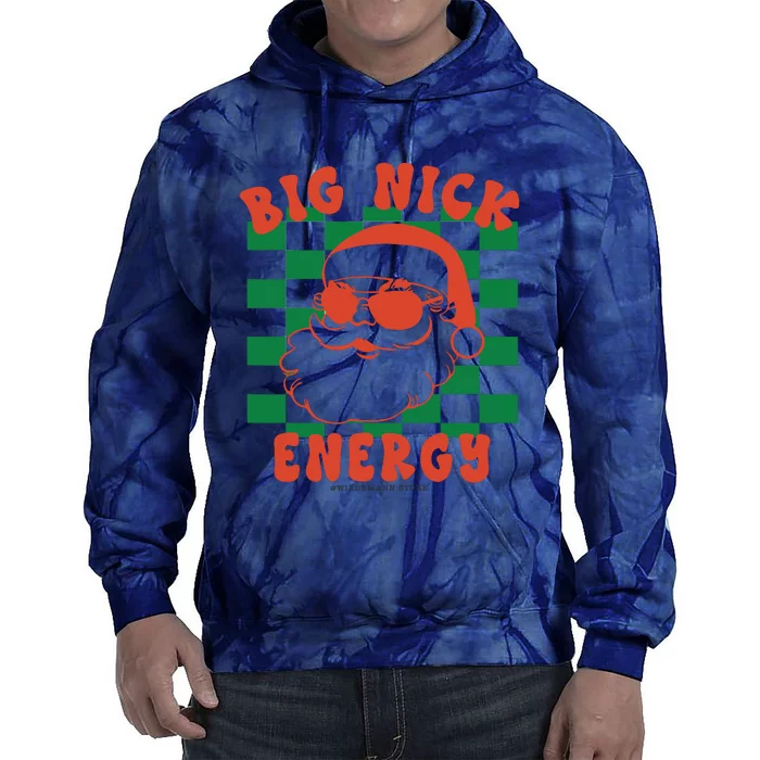 Retro Groovy Big Nick Santa Energy Christmas Xmas 2024 Tie Dye Hoodie