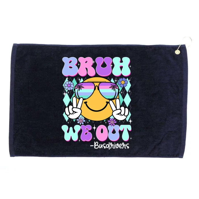 Retro Groovy Bruh We Out Bus Drivers Last Day Of School Grommeted Golf Towel