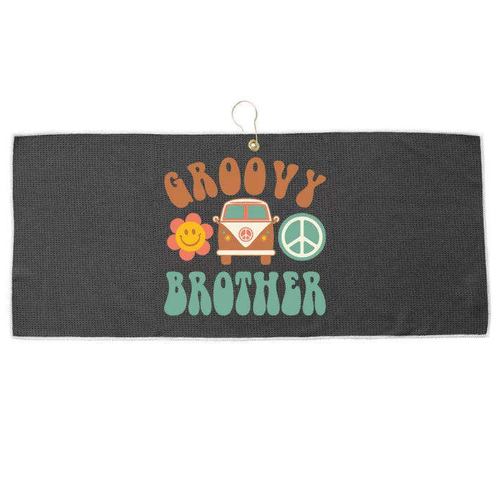 Retro Groovy Brother Matching Family Birthday Party Large Microfiber Waffle Golf Towel