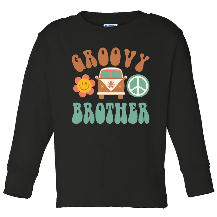 Retro Groovy Brother Matching Family Birthday Party Toddler Long Sleeve Shirt