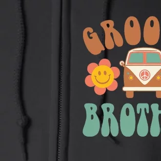 Retro Groovy Brother Matching Family Birthday Party Full Zip Hoodie