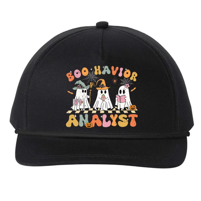 Retro Ghost Boo Havior Analyst Therapist Bcba Halloween Snapback Five-Panel Rope Hat