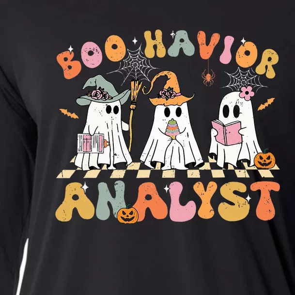 Retro Ghost Boo Havior Analyst Therapist Bcba Halloween Cooling Performance Long Sleeve Crew