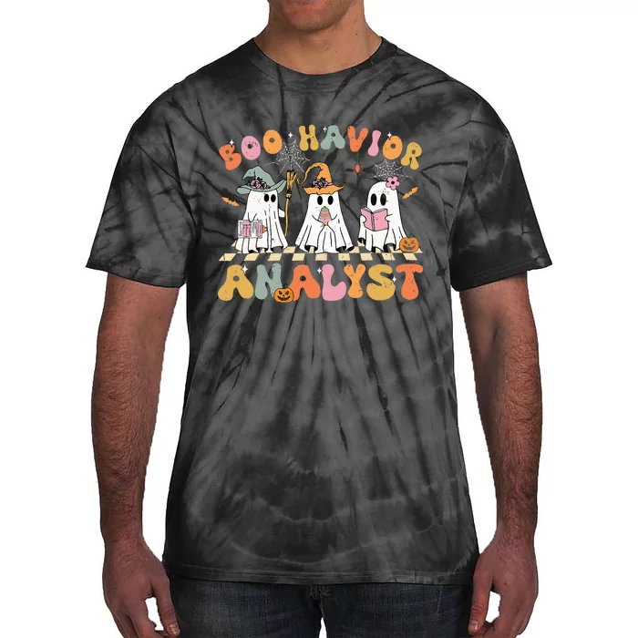 Retro Ghost Boo Havior Analyst Therapist Bcba Halloween Tie-Dye T-Shirt