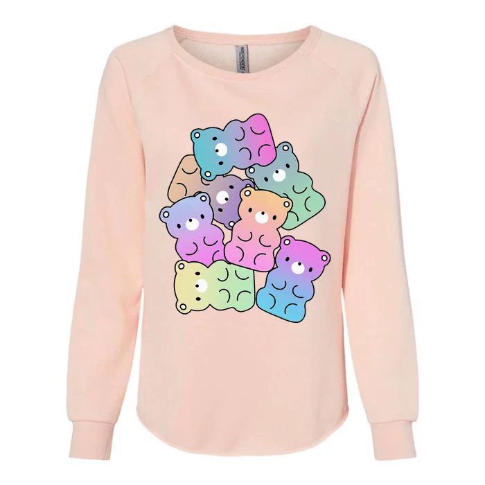 Rainbow Gummy Bear Design Kawaii Aesthetic Ns Womens California Wash Sweatshirt