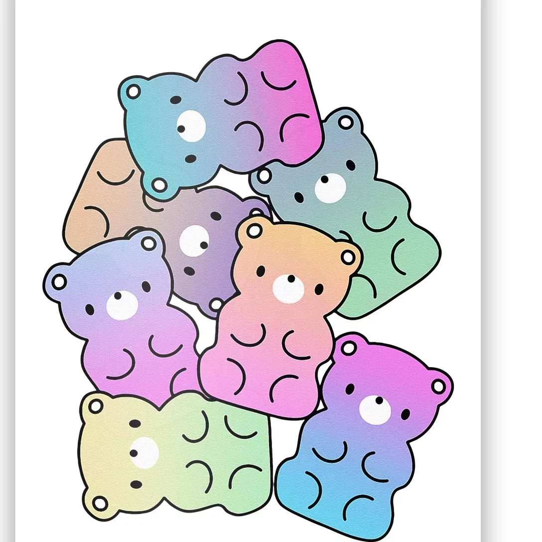 Rainbow Gummy Bear Design Kawaii Aesthetic Ns Poster