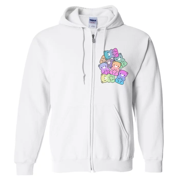 Rainbow Gummy Bear Design Kawaii Aesthetic Ns Full Zip Hoodie