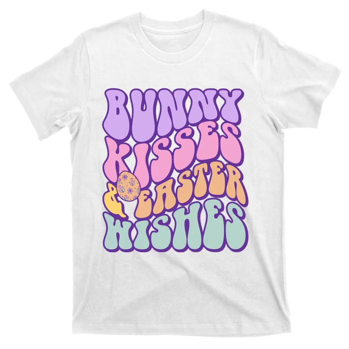 Retro Groovy Bunny Kisses & Easter Wishes T-Shirt