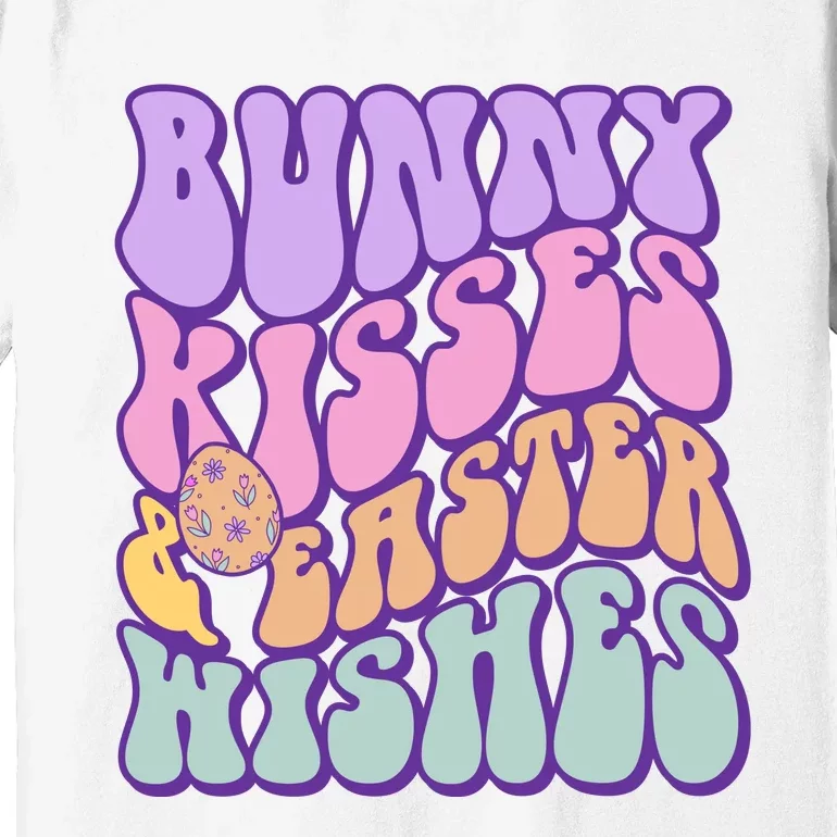 Retro Groovy Bunny Kisses & Easter Wishes Premium T-Shirt