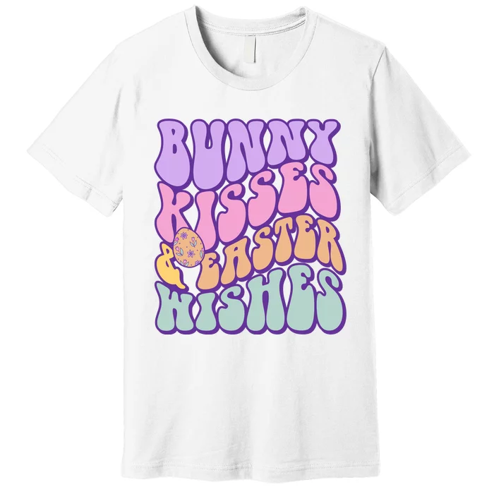 Retro Groovy Bunny Kisses & Easter Wishes Premium T-Shirt