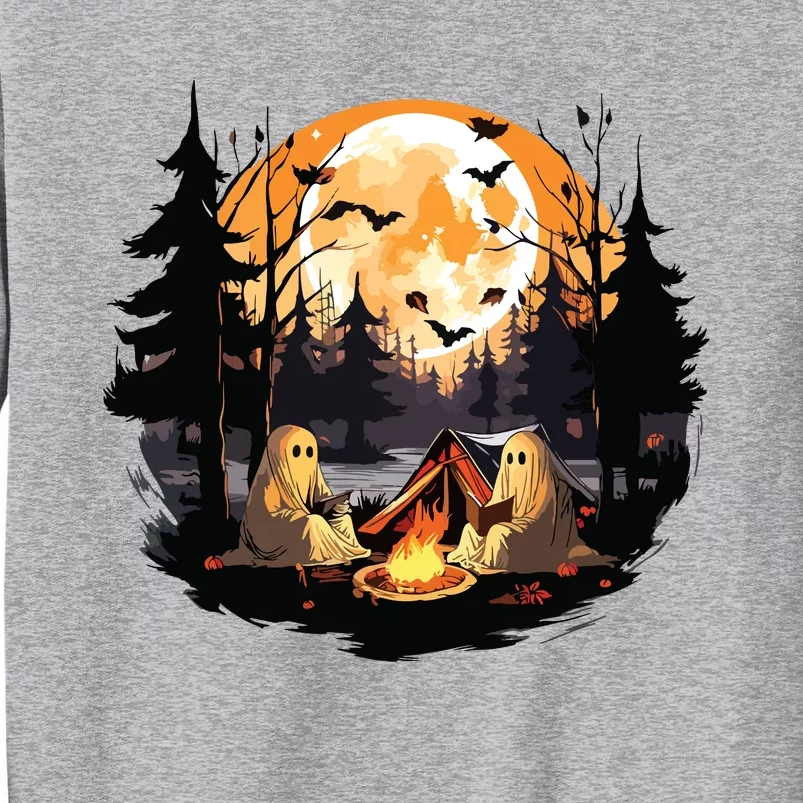 Retro Ghost Book Reading Camping Gothic Halloween Women Tall Sweatshirt