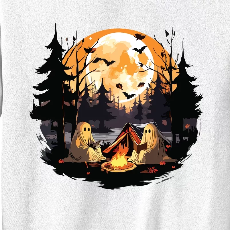 Retro Ghost Book Reading Camping Gothic Halloween Women Sweatshirt