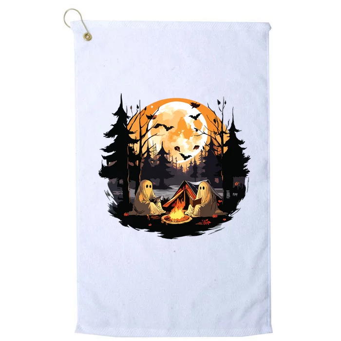 Retro Ghost Book Reading Camping Gothic Halloween Women Platinum Collection Golf Towel