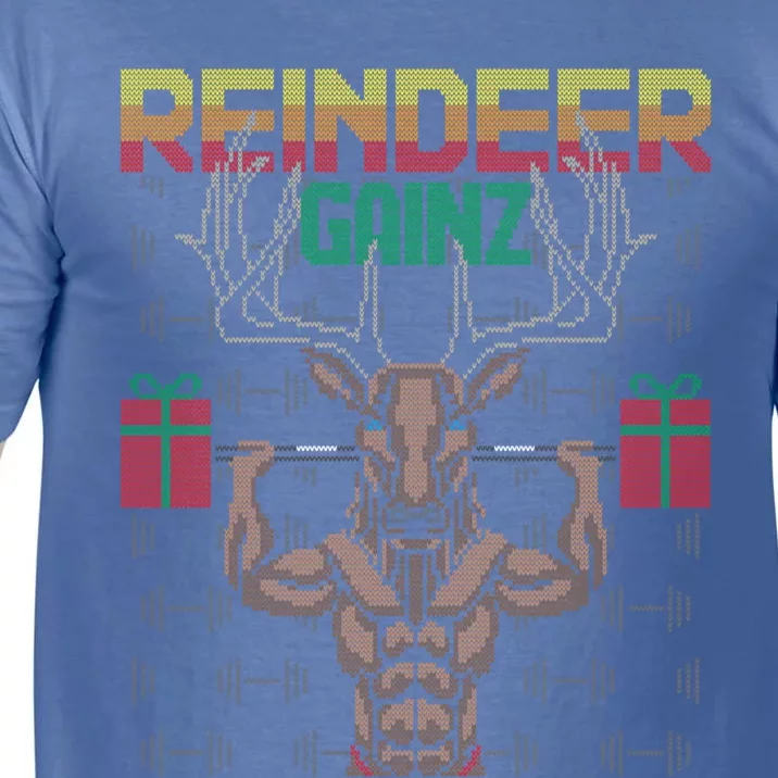 Reindeer Gainz Brodolf Ugly Christmas Sweater Gym Workout Gift Comfort Colors T-Shirt