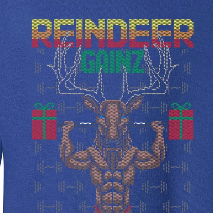 Reindeer Gainz Brodolf Ugly Christmas Sweater Gym Workout Gift Toddler Sweatshirt