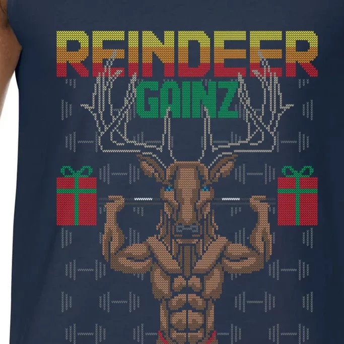 Reindeer Gainz Brodolf Ugly Christmas Sweater Gym Workout Gift Comfort Colors® Tank Top