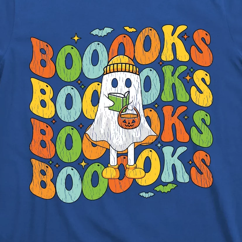 Retro Groovy Boooks Ghost Halloween Librarian Teacher Book Gift T-Shirt