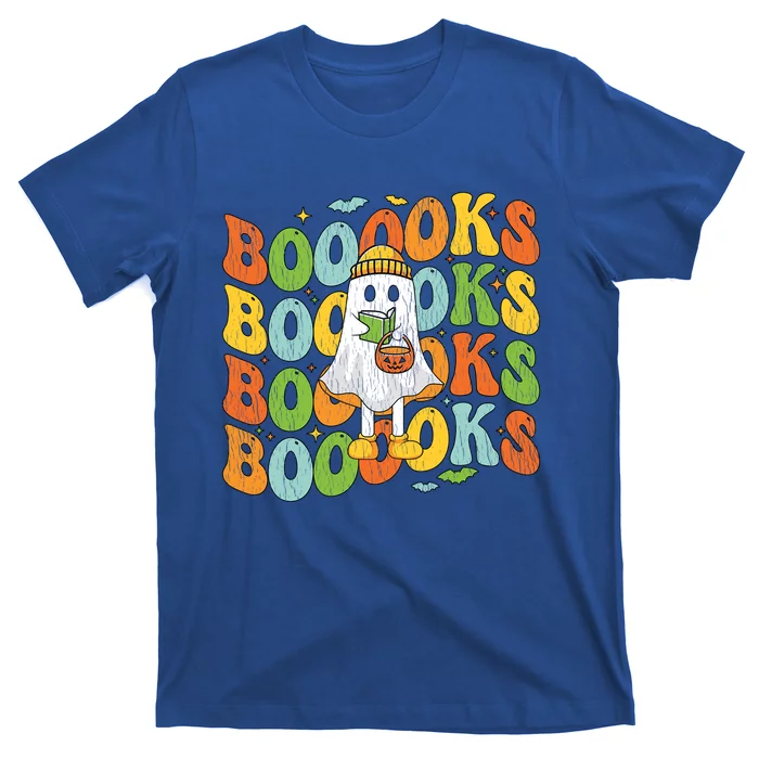 Retro Groovy Boooks Ghost Halloween Librarian Teacher Book Gift T-Shirt