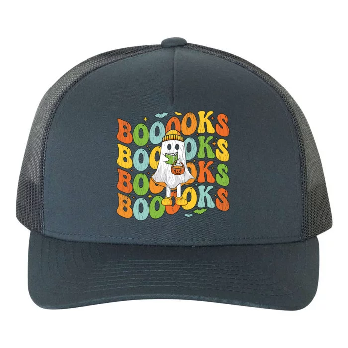 Retro Groovy Boooks Ghost Halloween Librarian Teacher Book Gift Yupoong Adult 5-Panel Trucker Hat