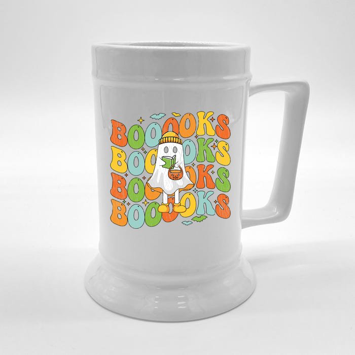 Retro Groovy Boooks Ghost Halloween Librarian Teacher Book Gift Front & Back Beer Stein