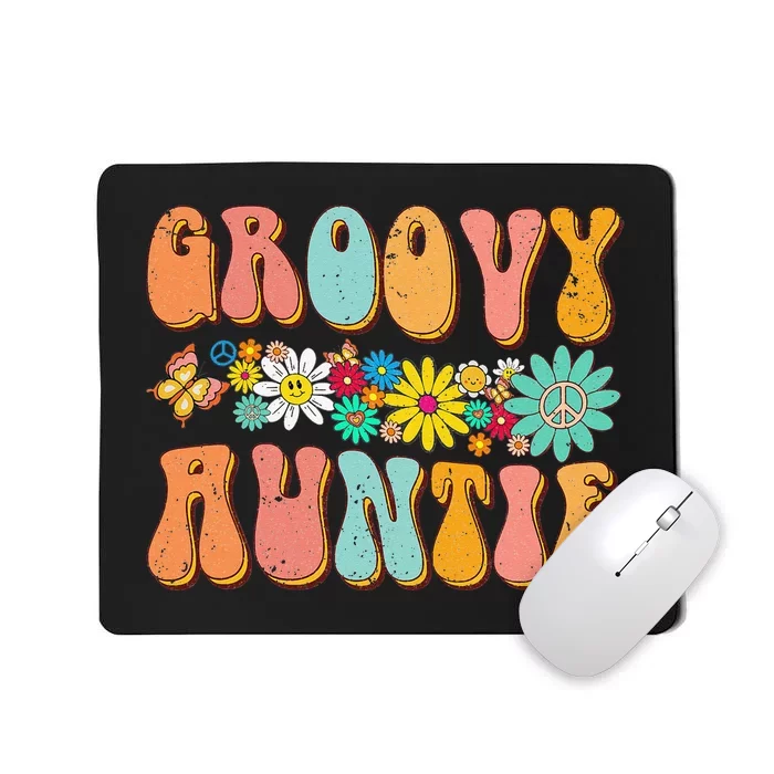 Retro Groovy Birthday Family Matching Cute Groovy Auntie Mousepad