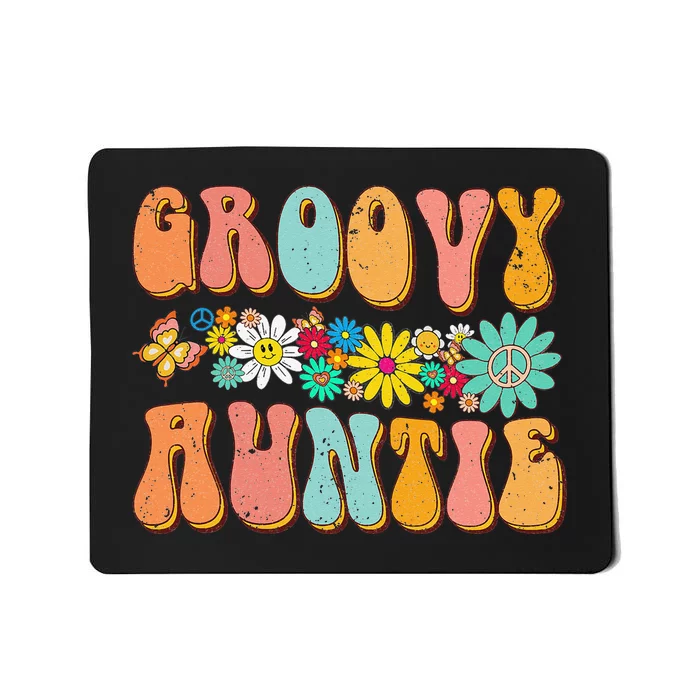 Retro Groovy Birthday Family Matching Cute Groovy Auntie Mousepad