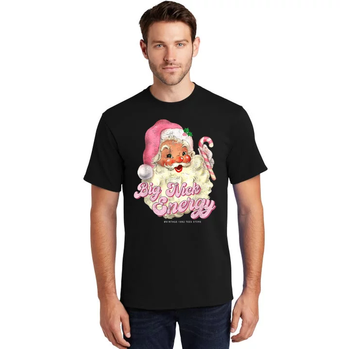 Retro Groovy Big Nick Santa Energy Pink Santa Christmas Xmas Tall T-Shirt