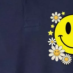 Retro Groovy Be Happy Smile Face Daisy Flower 70s Softstyle Adult Sport Polo