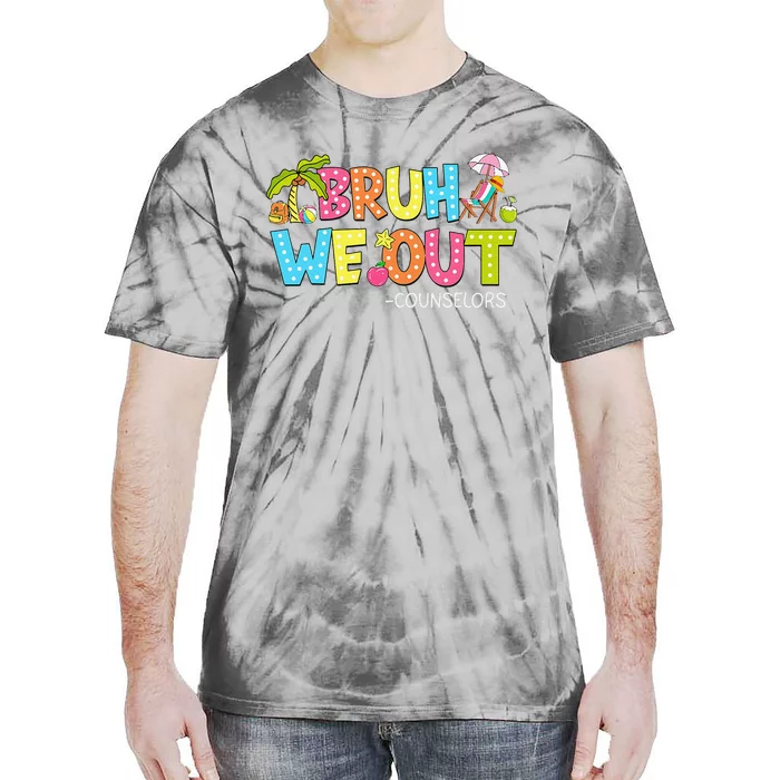 Retro Groovy Bruh We Out Counselors Last Day Of School Tie-Dye T-Shirt