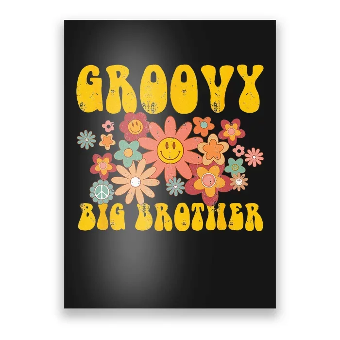 Retro Groovy Big Brother Matching Family 1st Birthday Party Poster