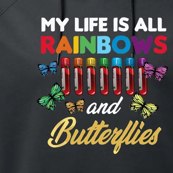 Reaction Glass Butterfly Rainbow Phlebotomist Laboratory Performance Fleece Hoodie