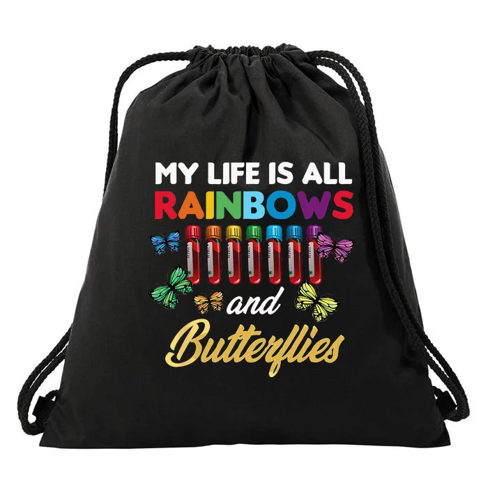 Reaction Glass Butterfly Rainbow Phlebotomist Laboratory Drawstring Bag