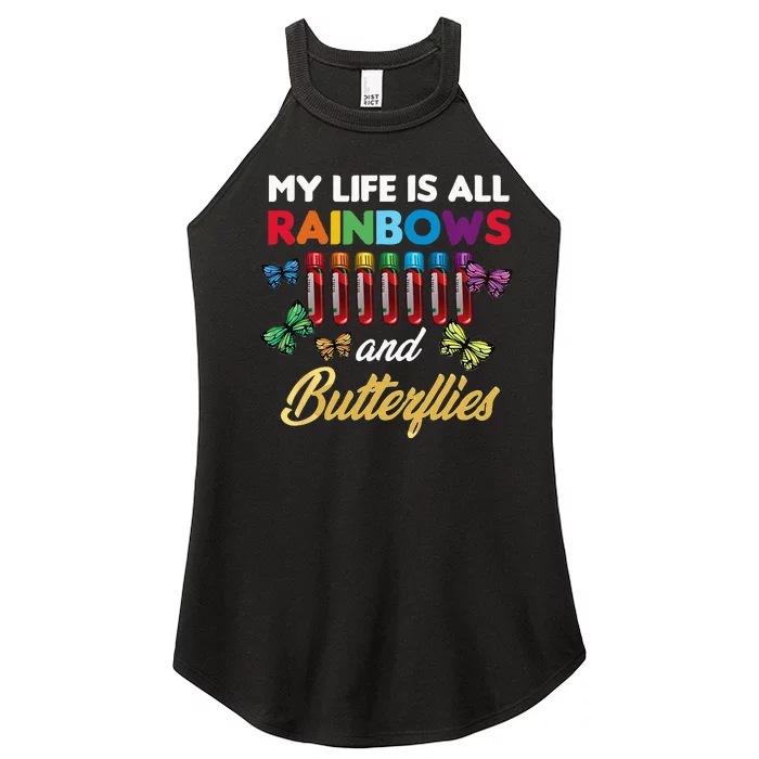 Reaction Glass Butterfly Rainbow Phlebotomist Laboratory Women’s Perfect Tri Rocker Tank