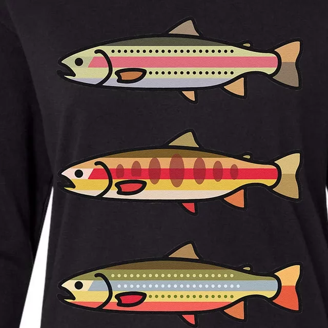 Rainbow Golden Brook Trout Fishing Gift For Anglers Womens Cotton Relaxed Long Sleeve T-Shirt