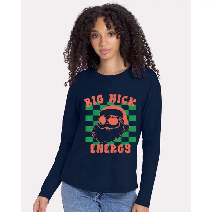 Retro Groovy Big Nick Santa Energy Christmas Trendy 2022 Womens Cotton Relaxed Long Sleeve T-Shirt