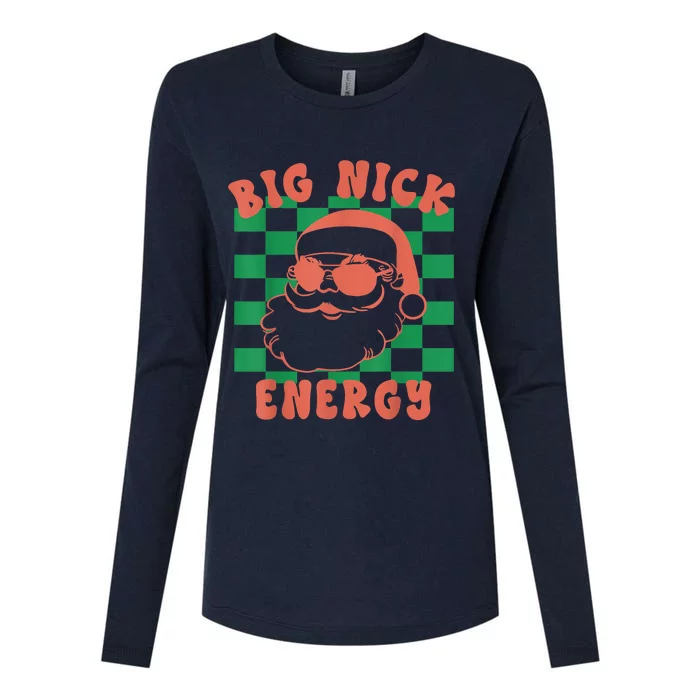 Retro Groovy Big Nick Santa Energy Christmas Trendy 2022 Womens Cotton Relaxed Long Sleeve T-Shirt