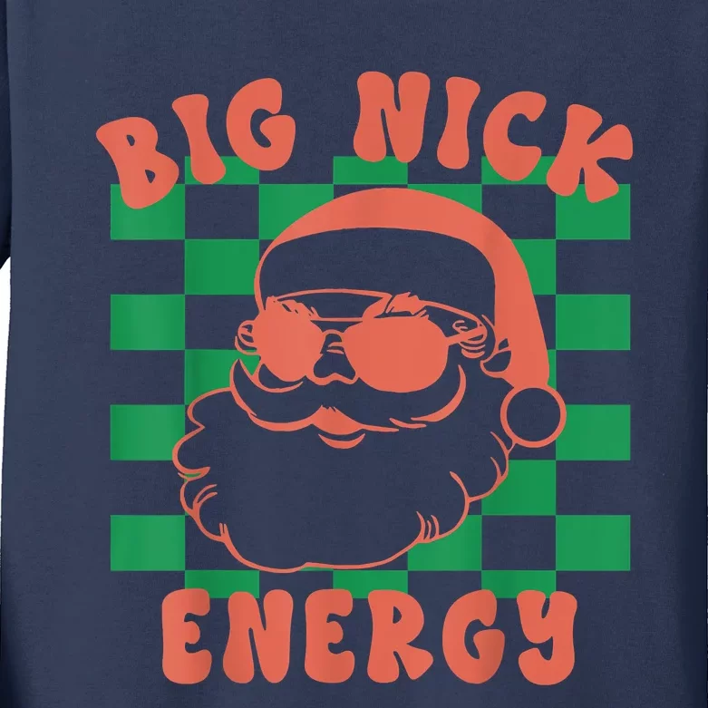 Retro Groovy Big Nick Santa Energy Christmas Trendy 2022 Kids Long Sleeve Shirt