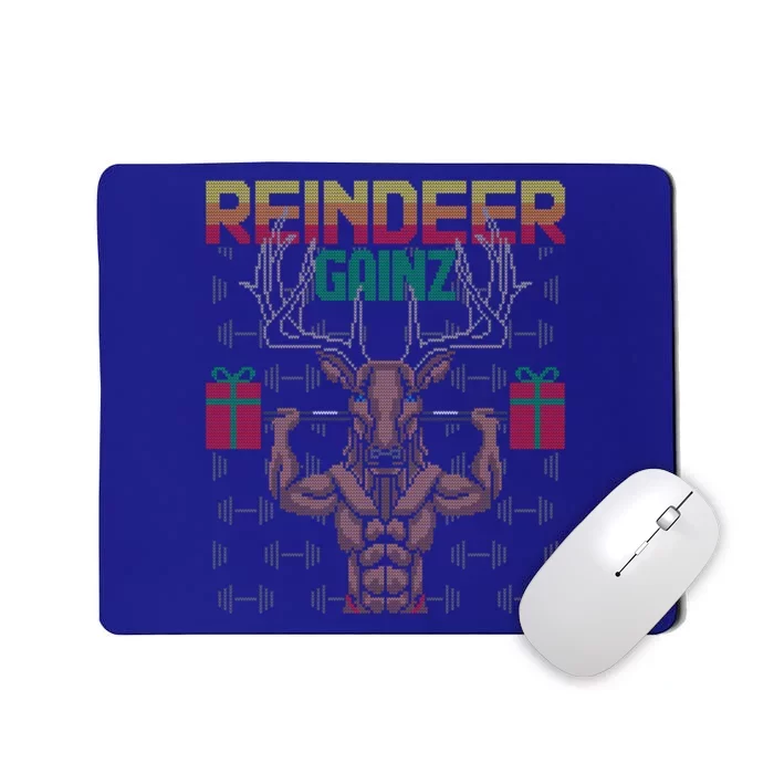 Reindeer Gainz Brodolf Ugly Christmas Sweater Gym Workout Cute Gift Mousepad