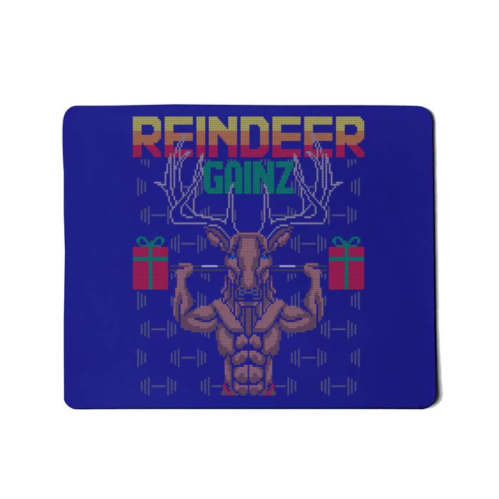 Reindeer Gainz Brodolf Ugly Christmas Sweater Gym Workout Cute Gift Mousepad