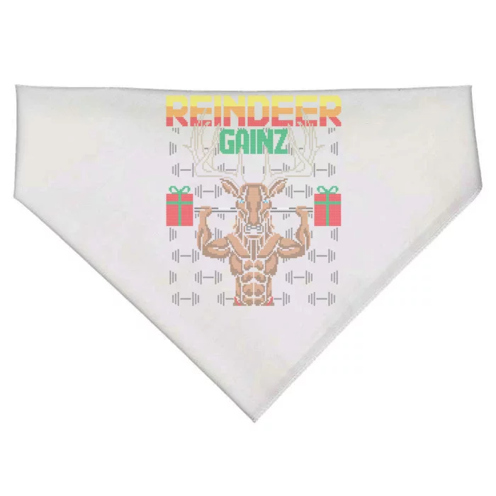 Reindeer Gainz Brodolf Ugly Christmas Sweater Gym Workout Cute Gift USA-Made Doggie Bandana