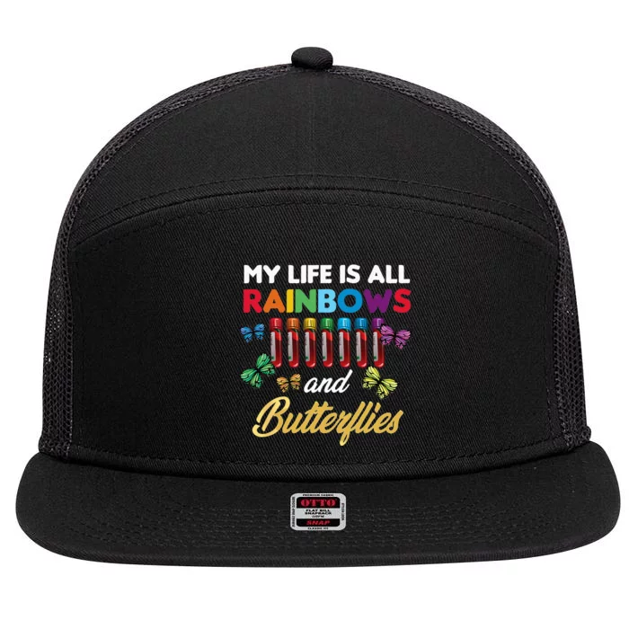 Reaction Glass Butterfly Rainbow Phlebotomist Laboratory 7 Panel Mesh Trucker Snapback Hat