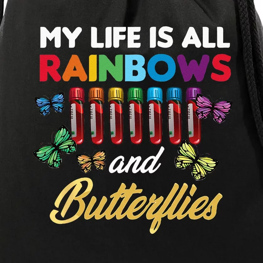 Reaction Glass Butterfly Rainbow Phlebotomist Laboratory Drawstring Bag