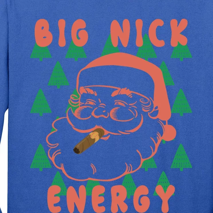 Retro Groovy Big Nick Santa Energy Christmas Xmas 2024 Funny Gift Tall Long Sleeve T-Shirt