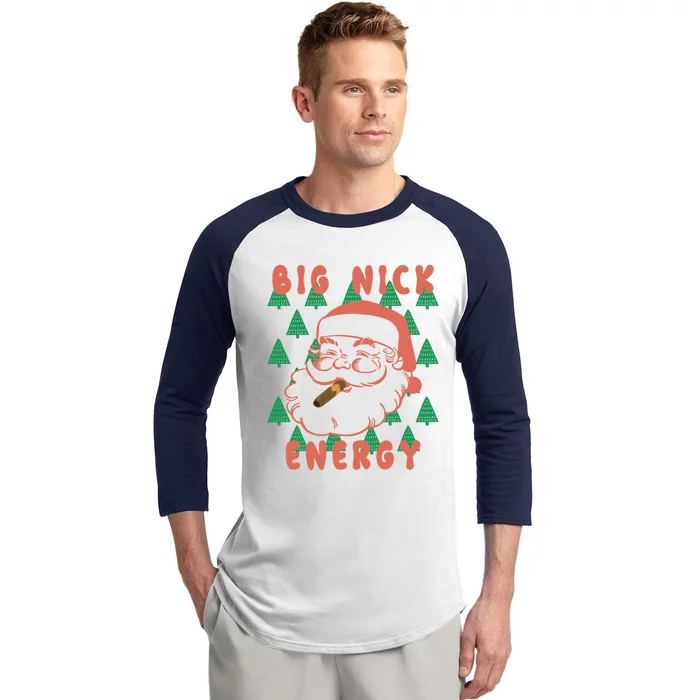 Retro Groovy Big Nick Santa Energy Christmas Xmas 2024 Funny Gift Baseball Sleeve Shirt