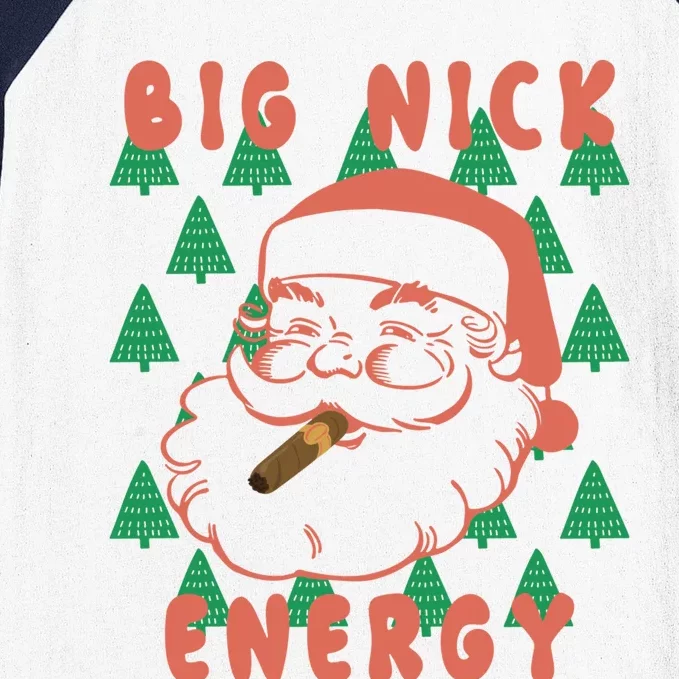 Retro Groovy Big Nick Santa Energy Christmas Xmas 2024 Funny Gift Baseball Sleeve Shirt