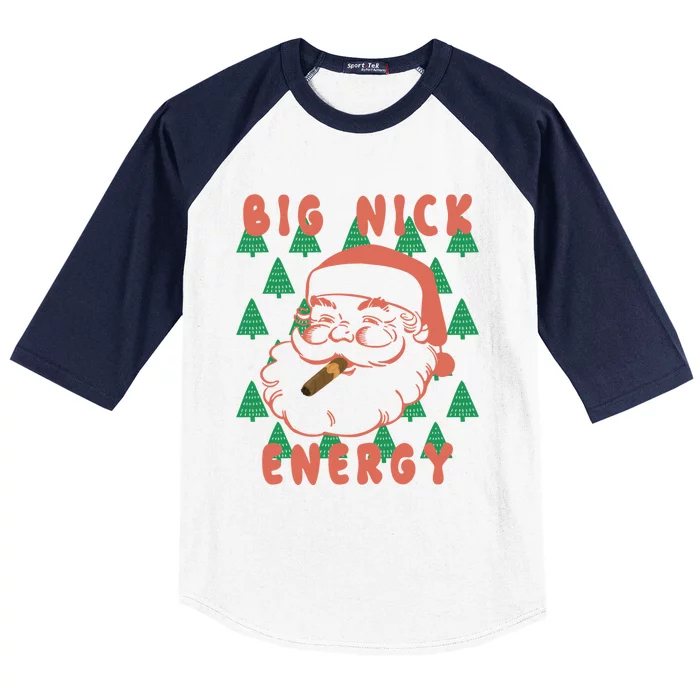 Retro Groovy Big Nick Santa Energy Christmas Xmas 2024 Funny Gift Baseball Sleeve Shirt