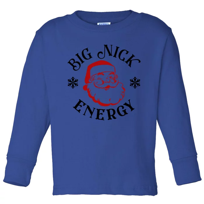 Retro Groovy Big Nick Santa Energy Naughty Christmas Funny Cute Gift Toddler Long Sleeve Shirt