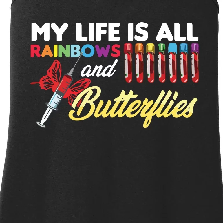 Reaction Glass Butterfly Rainbow Phlebotomy Laboratory Ladies Essential Tank